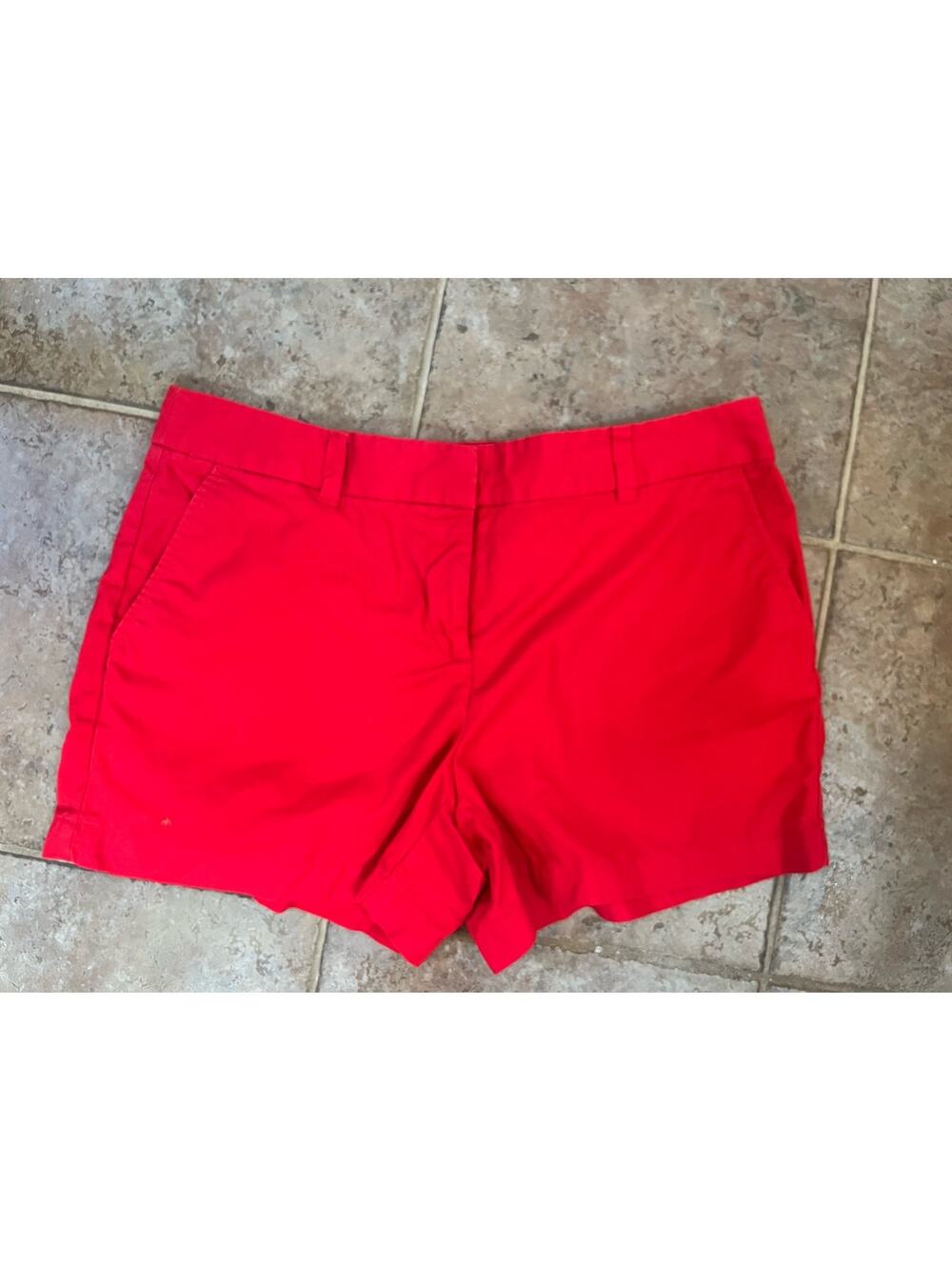 Ann Taylor Loft 8 Bright Red Original Chino Shorts 4" Flat Front Mid-Rise Cotton